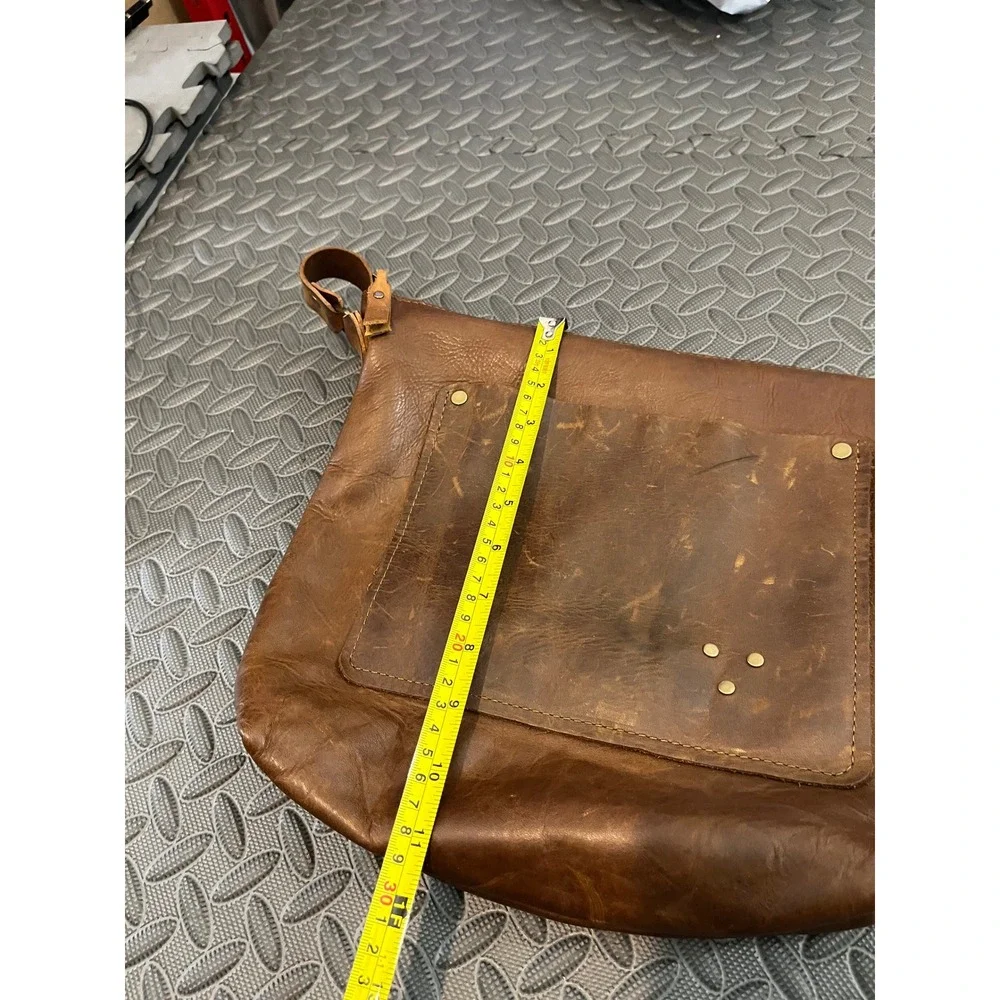 In Blue Handmade Leather Crossbody Bag Purse Brown Distressed Zip Shoulder